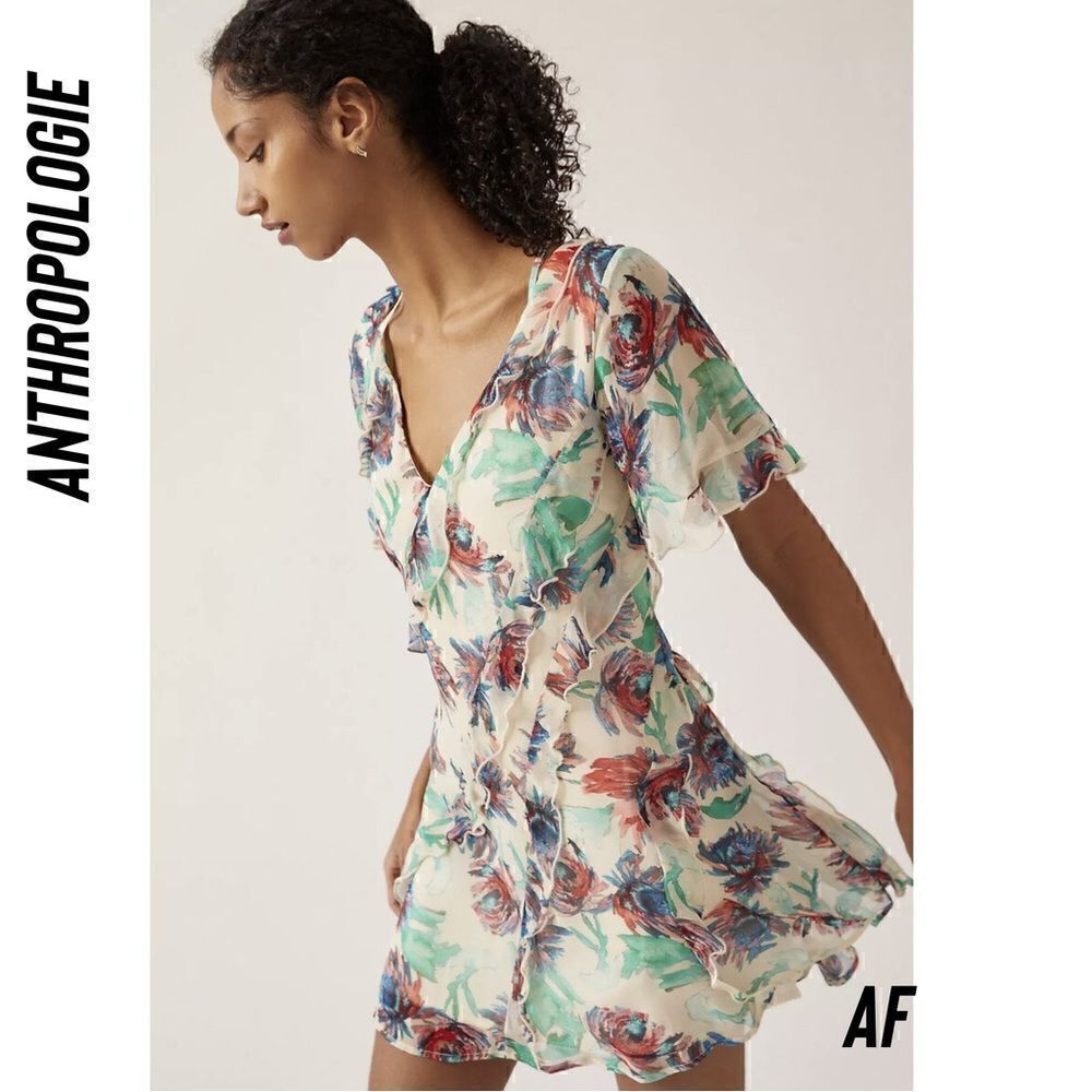 ANTHROPOLOGIE SOFT PRINTED MINI DRESS NEW XS